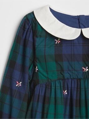 SJP x Gap Plaid Peter Pan Collar Dress Embroidered Fairy Cottagecore Preppy